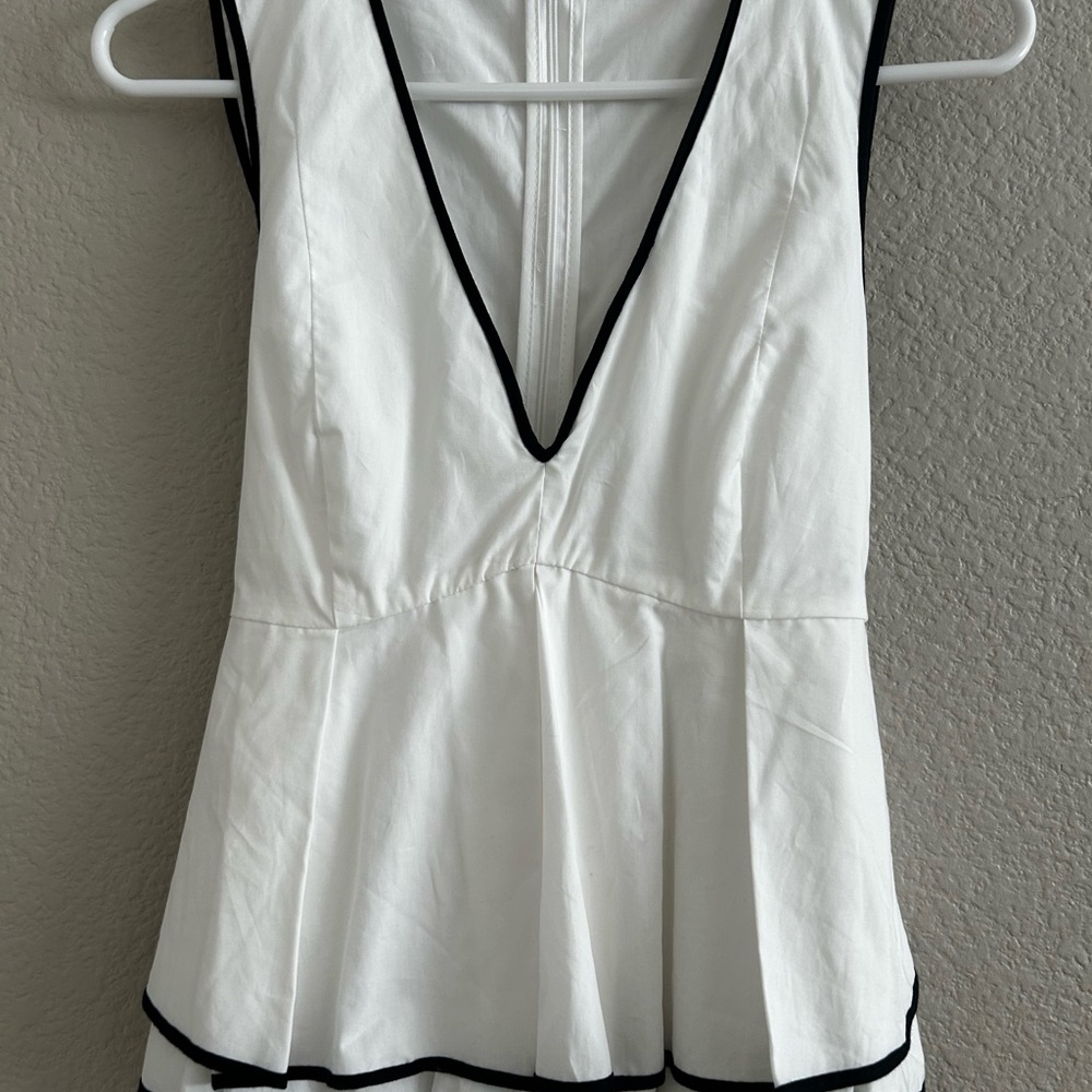 Zara White Blouse with Black Trim